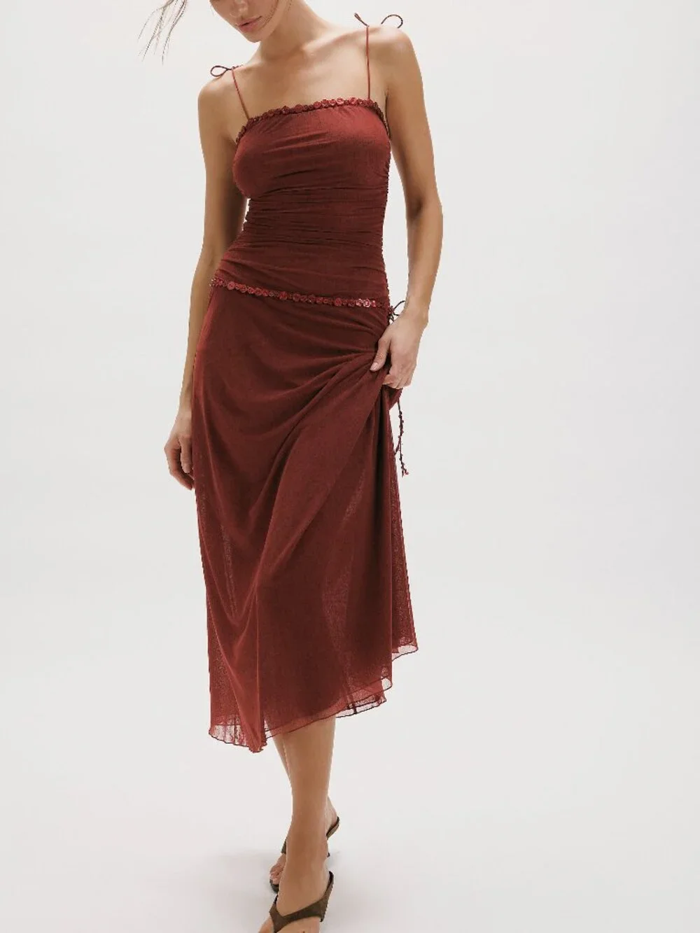 Free People Pearl Drift Rust Maxi Slip Dress Paper Lantern NWT Size L